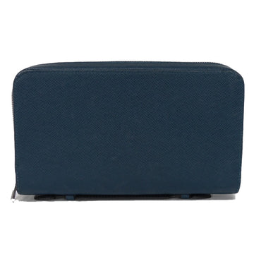LOUIS VUITTON Long Wallet Purse M44276 Taiga leather (embossed) Blue Marine Taiga Zippy XL mens Used