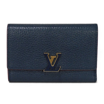 LOUIS VUITTON Tri-fold wallet M63741 Taurillon Clemence leather (embossed) x cowhide leather Marine Rouge Taurillon Clemence Portefeuille Capcine Compact Women(Unisex) Used