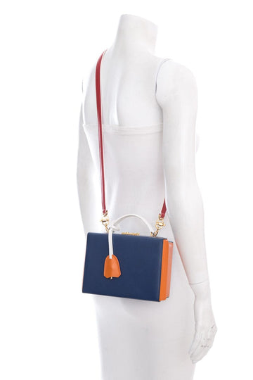 Mark Cross Blue & Orange Grace Box Handbag