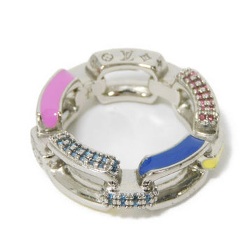 LOUIS VUITTON Ring M0918M Enamel x rhinestone x metal multicolor Monogram LV Berg Paradise Chain mens M Used