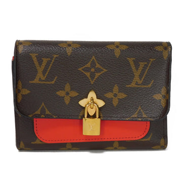 LOUIS VUITTON Tri-fold wallet M62567 Monogram canvas x Calfskin leather (embossed) Coklico Monogram Portefeuille Flower Compact Women Used