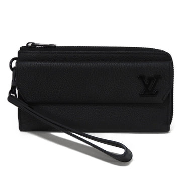 LOUIS VUITTON Long Wallet Purse M69831 Grain leather (embossed) Noir LV Aerogram Zippy wallet mens Used