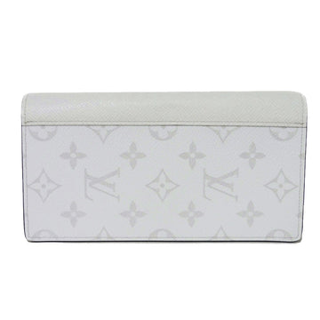 LOUIS VUITTON Long Wallet Purse M30889 Taiga leather (embossed) x monogram canvas Optic white Taiga Lama Monogram Portefeuille Blaza NM mens Used