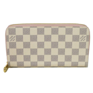 LOUIS VUITTON Long Wallet Purse N63503 Damier Azur canvas x grained leather (embossed) Rose valerine Damier Azur Zippy wallet Women Used