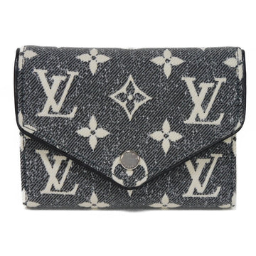 LOUIS VUITTON Tri-fold wallet M81859 Monogram denim canvas and grained leather Gris Monogram jacquard denim Portefeuille Victorine Women Used