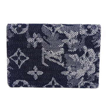 LOUIS VUITTON Card Case M80025 Monogram Tapestry Canvas x Cowhide Leather Navy Monogram tapestry Organizer De Poch mens Used