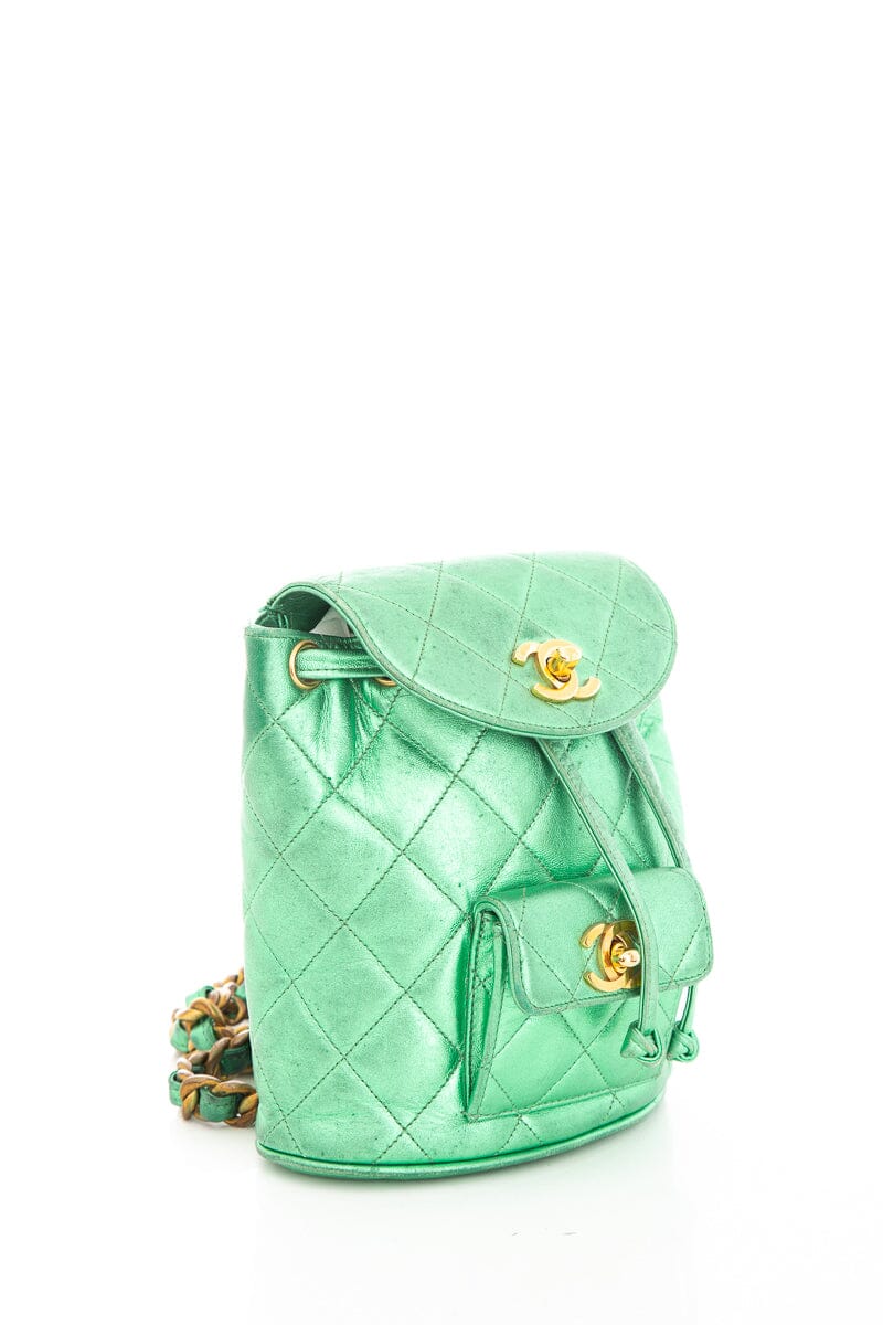 Chanel Vintage Metallic Green Mini Duma Backpack