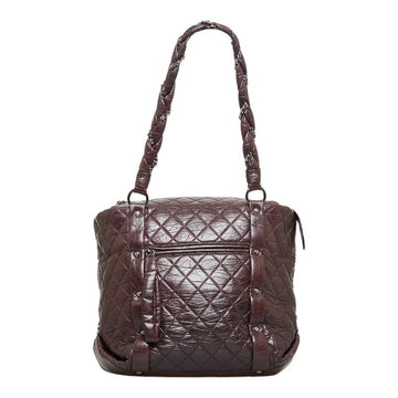 Chanel Cocomark  Line Chain Shoulder Bag s Bag Brown Silver Leather Ladies CHANEL