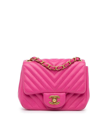Mini Square Chevron Lambskin Flap Bag