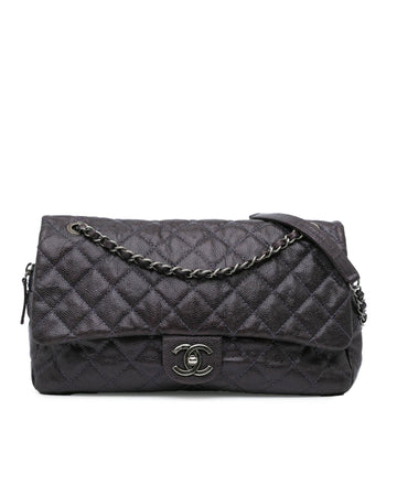 Large Classic Quilted Leather Shoulder Bag with Chain Straps