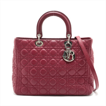 Christian Dior  Dior Lady Leather 2WAY Handbag Bordeaux