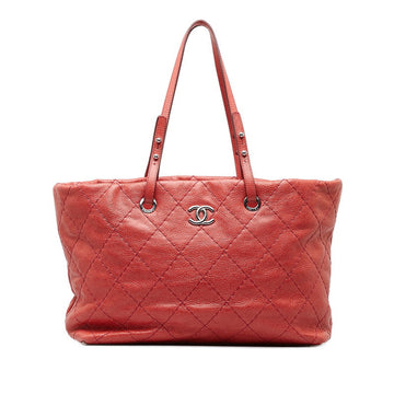Chanel Wild Stitch Tote Bag Pink Leather