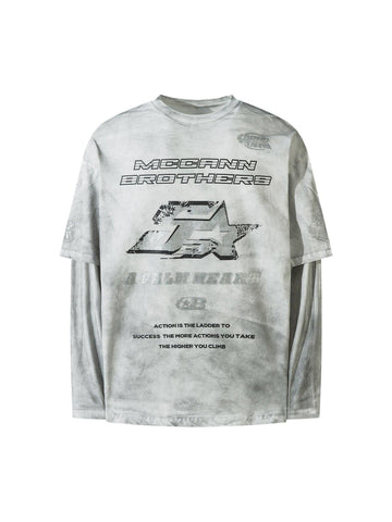 Makersluxe High Street Hip-hop Patchwork Long-sleeved T-shirt
