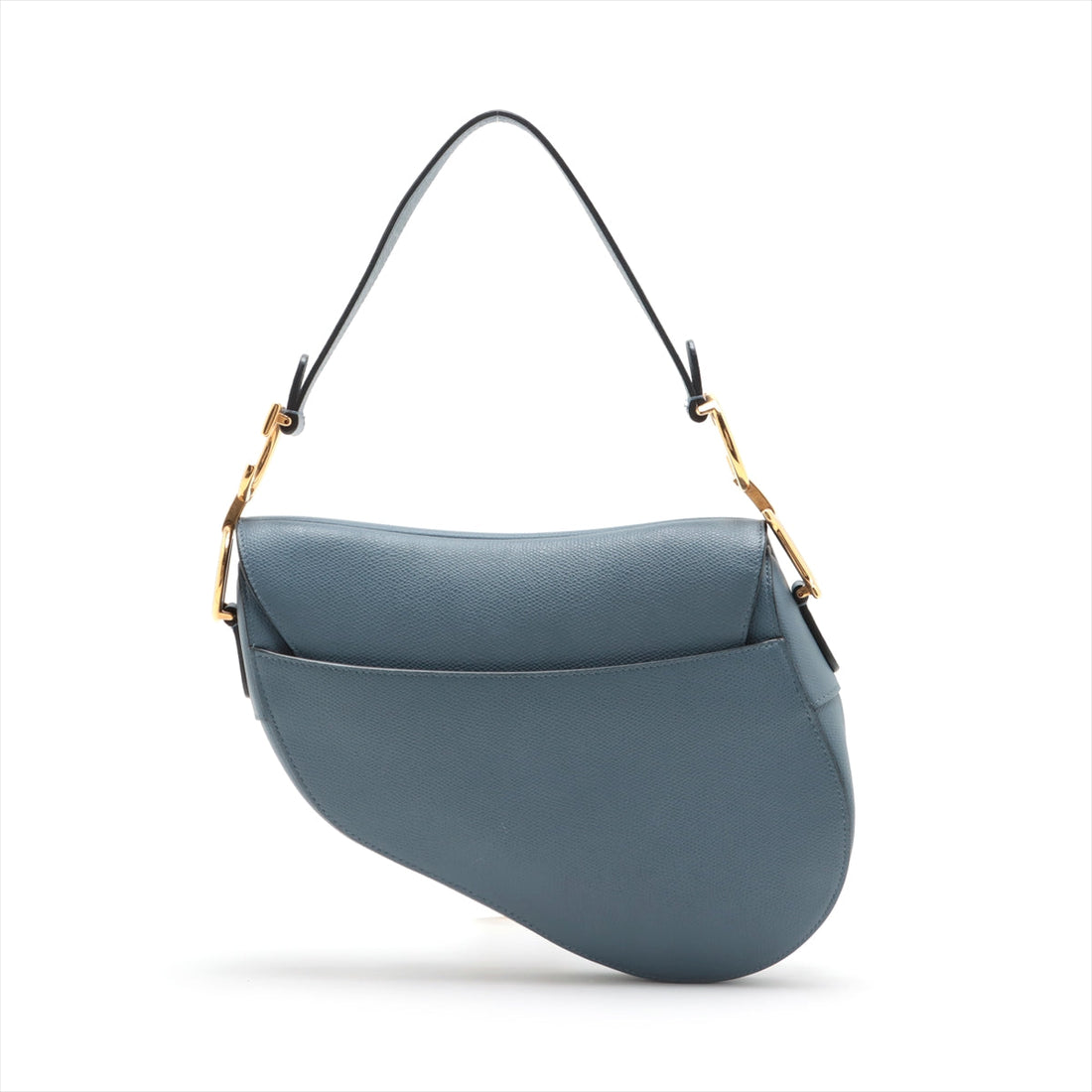Christian Dior Saddle Bag Leather Shoulder Bag Blue