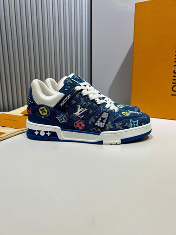 LUV Embroidered Denim Blue Trainer  Sneakers-076