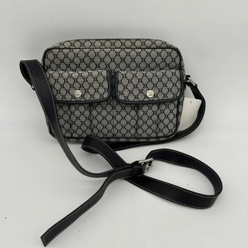 Celine Macadam Canvas Crossbody Bag Black Grey Medium