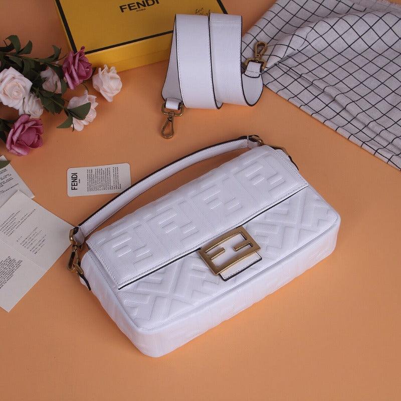 Makersluxe - Baguette Nappa Shoulder Bag White