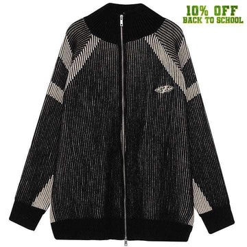 Makersluxe® Chunky Striped Knit Cardigan Sweater
