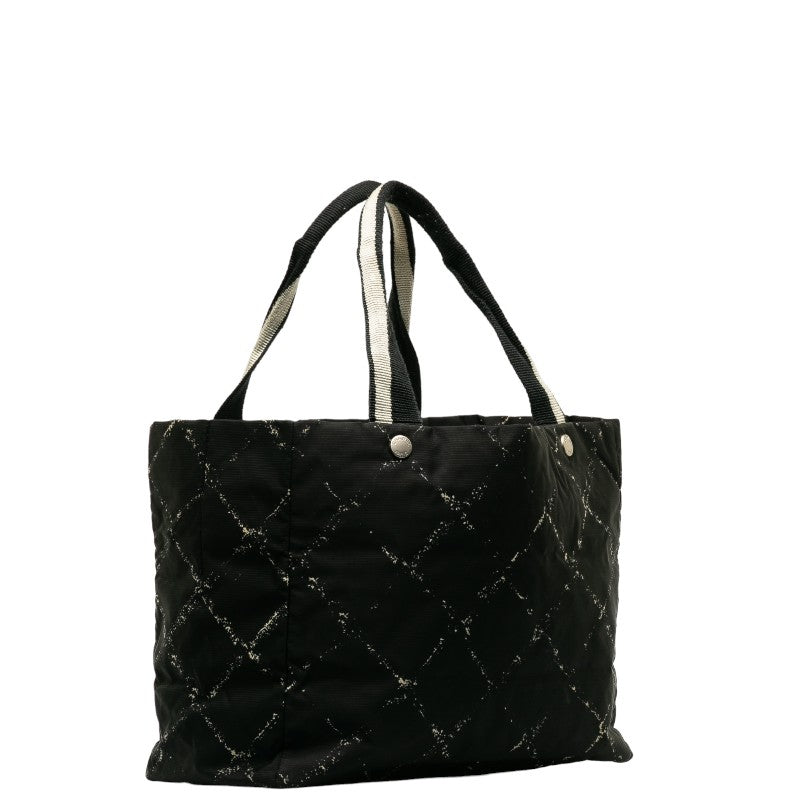 Chanel Old Travel Line Tooth Tooth Bag Shoulder Bag Black Nylon Lady Chanel