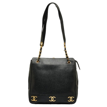 Chanel Black Caviar Chain Shoulder Tote Bag