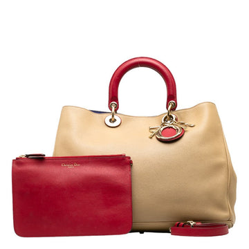 Christian Dior Diorissimo Handbag Shoulder Bag Leather Beige Wine Red Women's