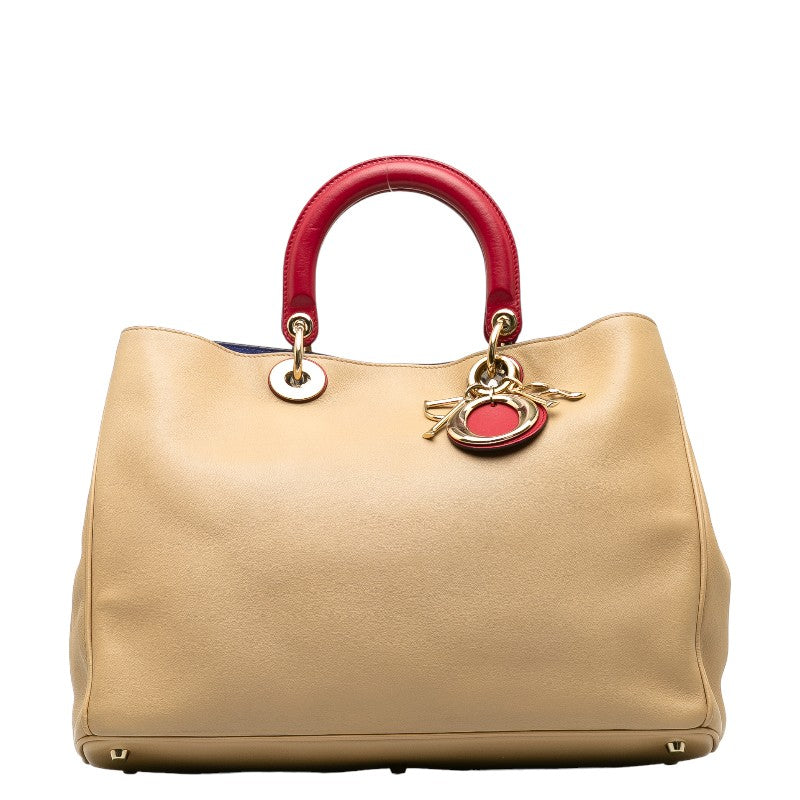 Christian Dior Diorissimo Handbag Shoulder Bag Leather Beige Wine Red Women's