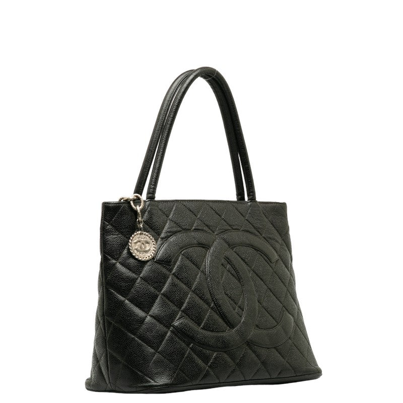 Chanel Medaillon Handbag Tote Bag Black Caviar
