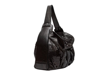 Black Zagliani Large Python Tote Bag