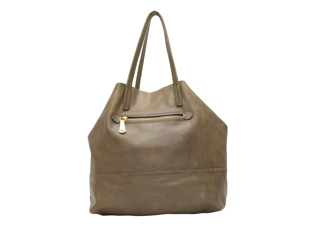 Olive Miu Miu Leather Tote Bag
