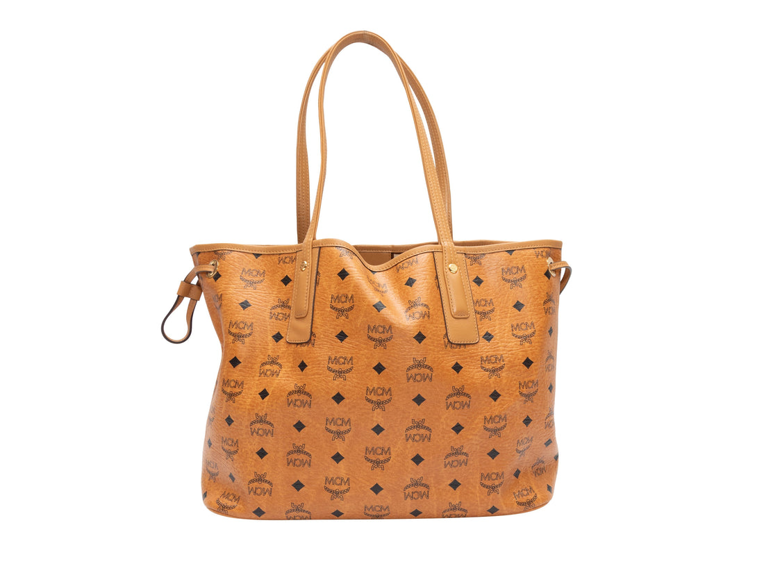 Tan & Black MCM Liz Reversible Tote Bag