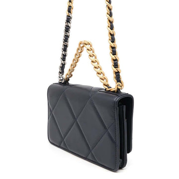 CHANEL CHANEL19 Flap Chain Wallet NavyAP0957 Lambskin