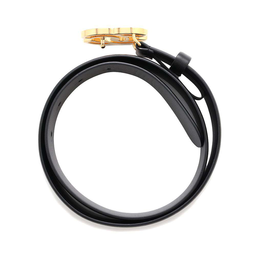 CHANEL CC Logo Belt Size 75 Black/White Leather