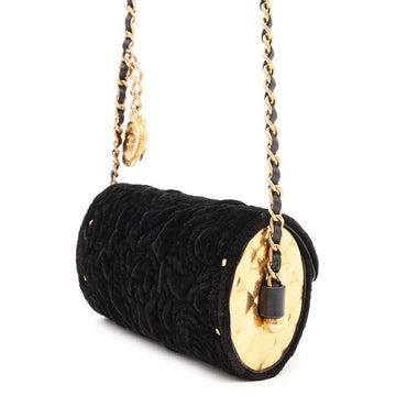 CHANEL CamelliaChainPochette BlackAP2285 Suede Metal