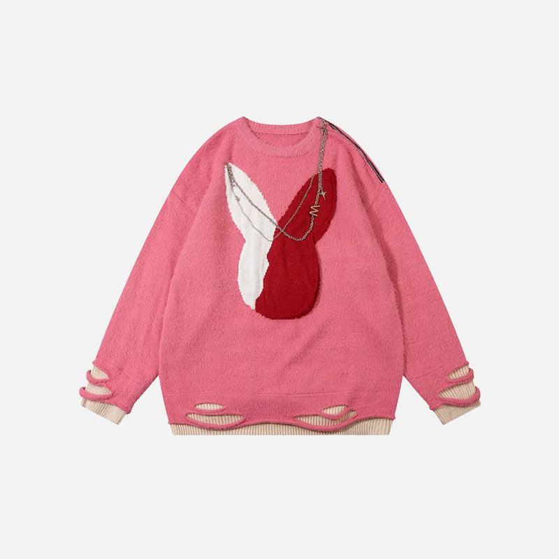 Rabbit Jacquard Chain Knitted Sweater