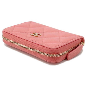 CHANEL Matelasse Classic Zip Coin Purse PinkAP0216 Caviar Leather