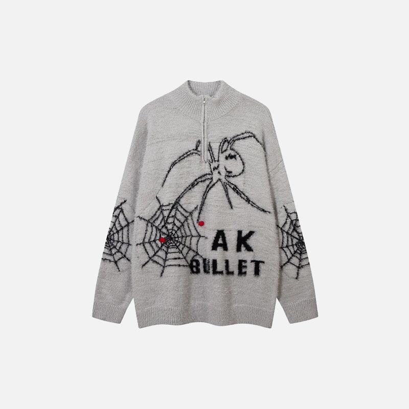 Vintage Zipper Spider Web Sweater