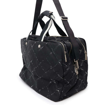 CHANEL Old Travel Line 2WAY Travel Bag Black Nylon