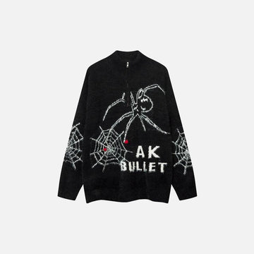 Vintage Zipper Spider Web Sweater