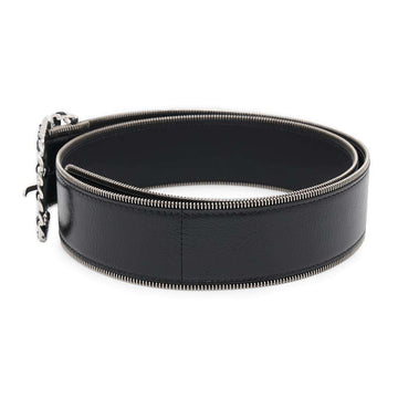 CHANEL Belt Black Lambskin Size 80