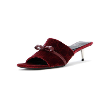 Women's Bow Slide Heeled Sandals GG Velvet