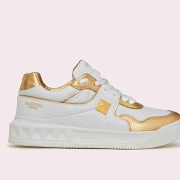 Valentino Garavani One Stud Low Top Nappa Sneaker With Metallic Details, BRAND NEW