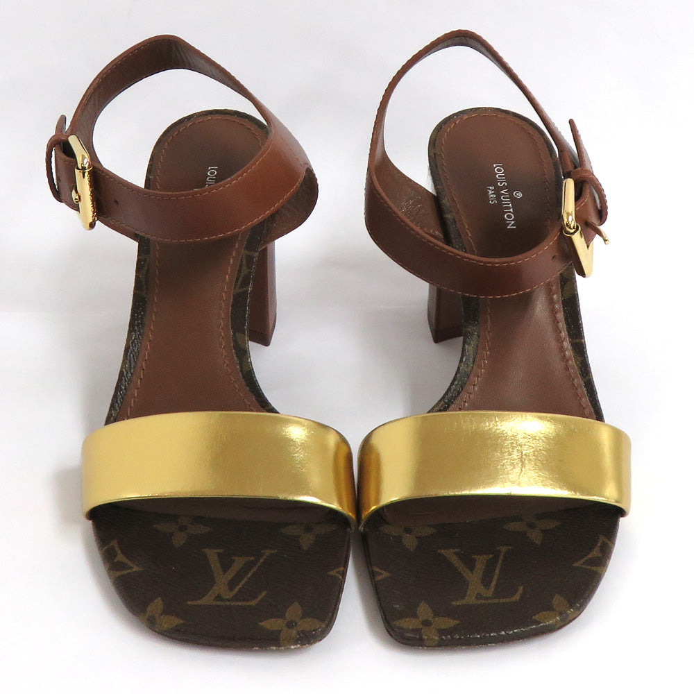 Louis Vuitton Monogramm Anchor Strip Hair Sandals Brown G 36 1/2 23.5cm Shoes Leather  Shoes