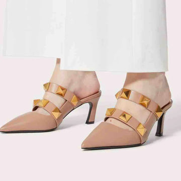 Valentino Roman Stud Mule Heels In Calfskin 65mm, BRAND NEW