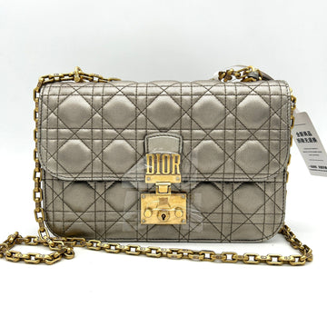 CHRISTIAN DIOR Lambskin Cannage Dioraddict Wallet on Chain Clutch Grey CN2303200001