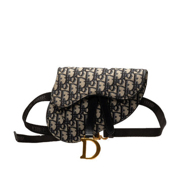 Dior Umbrella Saddle Bag Belt Bag Waist Bag Navy Grey Linen Leather  Dior