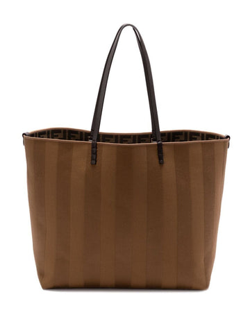 FENDI Pequin and FF-Motif Roll Large Tote Handbag - W 35 x H 28 x D 20 cm