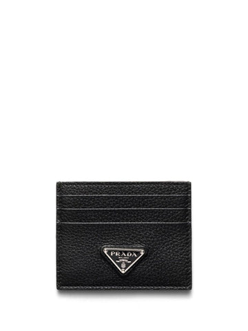 PRADA Mini Grained Leather Card Holder