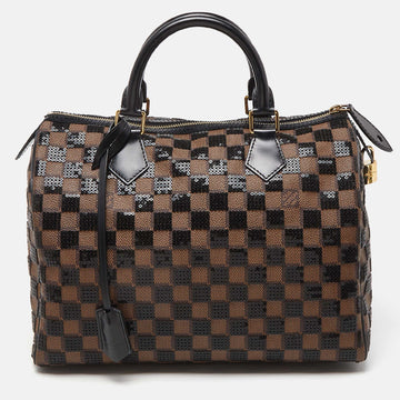 Louis Vuitton Damier Ebene And Sequins Paillettes Limited Edition Speedy 30 Bag