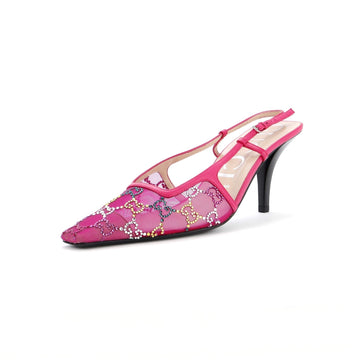 Women's Slingback Pumps Crystal GG Embellished Mesh