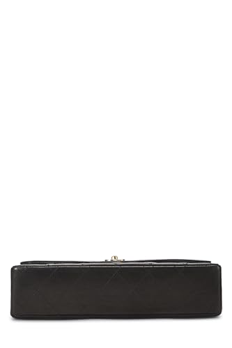 Chanel,  Black Quilted Lambskin Paris Limited Double Flap Jumbo, Black